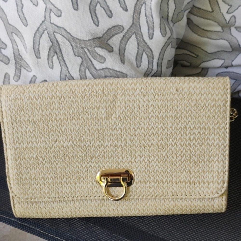 Like Dreams Woven Beige Clutch Crossbody